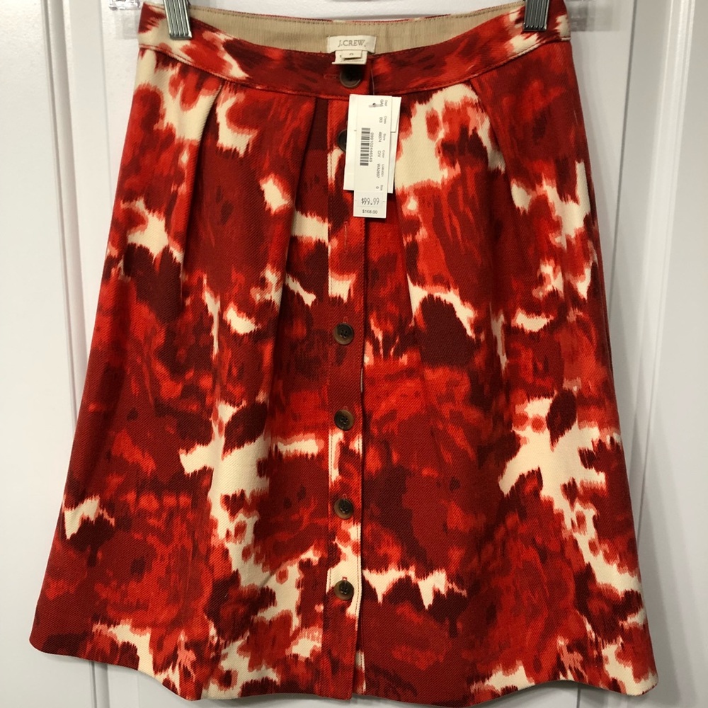 J. Crew Floral Button Front Wool Skirt